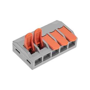 Универсальная клемма СМК 222-615/221-615, 5-проводная серая 0,5-4/6 мм² (15 шт/уп) REXANT