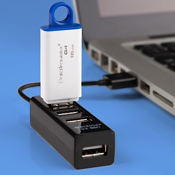 Разветвитель USB на 4 порта черный REXANT
