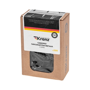 Саморез гипсокартон-металл 3,5х45 мм, короб (200 шт/уп) KRANZ