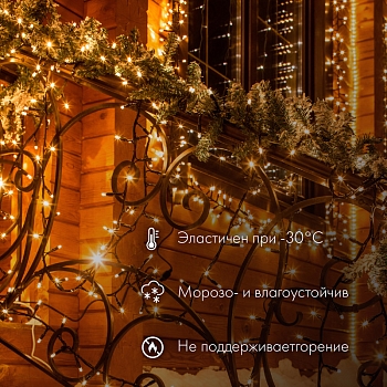 Гирлянда светодиодная Нить 20м 200 LED БЕЛЫЙ белый ПВХ IP65 постоянное свечение 24В соединяется NEON-NIGHT трансформатор в комплекте