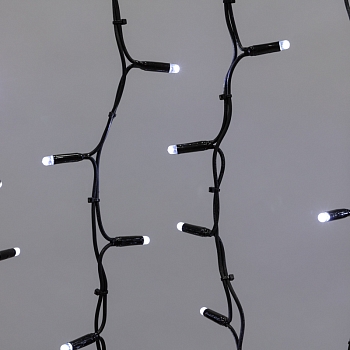 Гирлянда светодиодная Занавес 2х1,5м 360 LED БЕЛЫЙ черный КАУЧУК IP67 постоянное свечение 230В блок в комплекте NEON-NIGHT