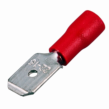 Клемма плоская изолированная РПи-п 1.5-(6.3)/РпИп 1,25-6-0,8 штекер 6.3 мм 0.5-1.5 мм², красный, в упак. 10 шт.  REXANT