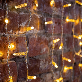 Гирлянда светодиодная Занавес 2х1,5м 192 LED ТЕПЛЫЙ БЕЛЫЙ прозрачный ПВХ IP65 эффект мерцания 230В нужен блок 303-500-1 NEON-NIGHT