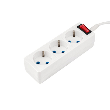 Удлинитель PREMIUM 3 гнезда, 5м, 3х0,75мм², с/з, с кнопкой, белый PROconnect