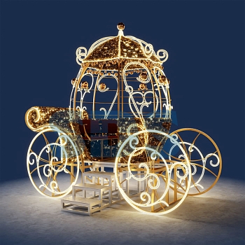 Декоративная 3D фигура Волшебная карета 330 см теплая белая